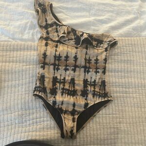 Ulla Johnson Desert print ruffle one shoulder one piece